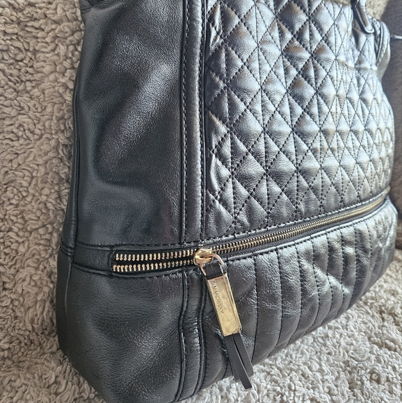 EUC B. Makowsky quilted black leather purse chain strap zip enclosure hobo bag - Picture 5 of 16